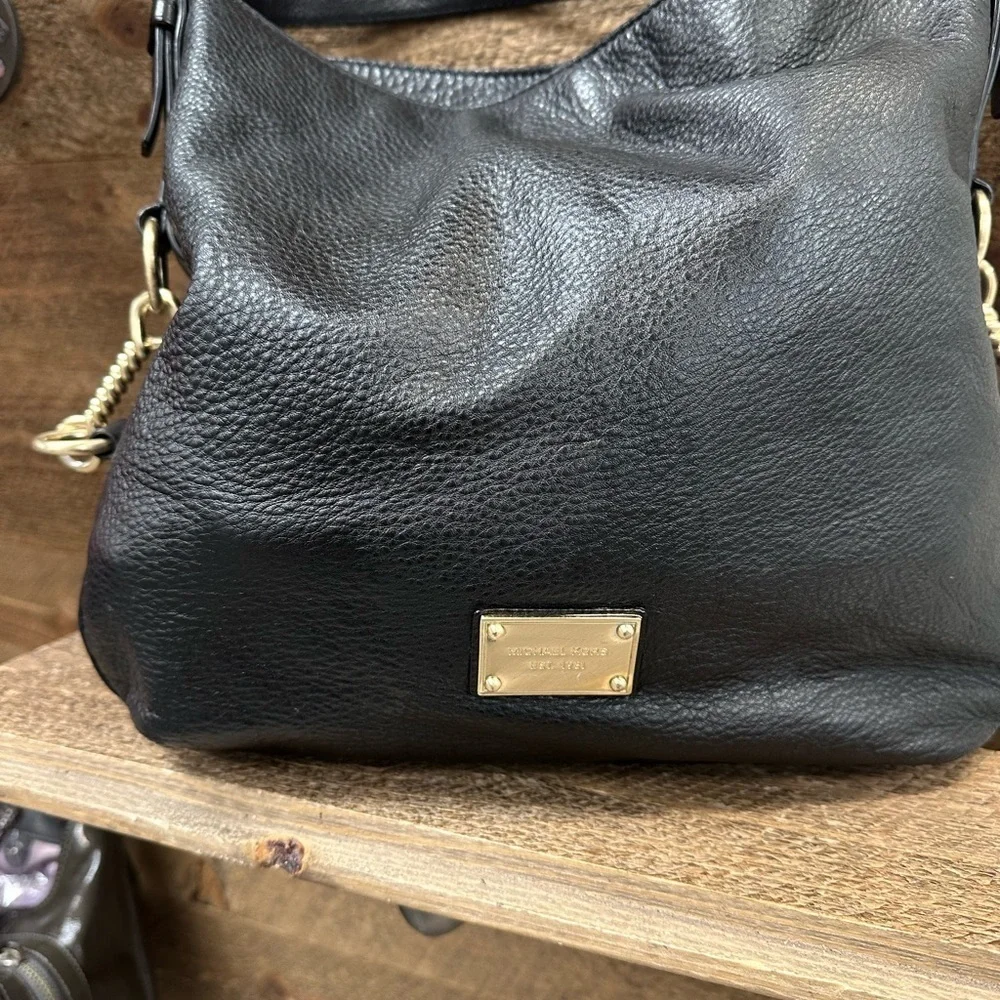 Michael Kors Black Pebbled Leather Shoulder Bag
